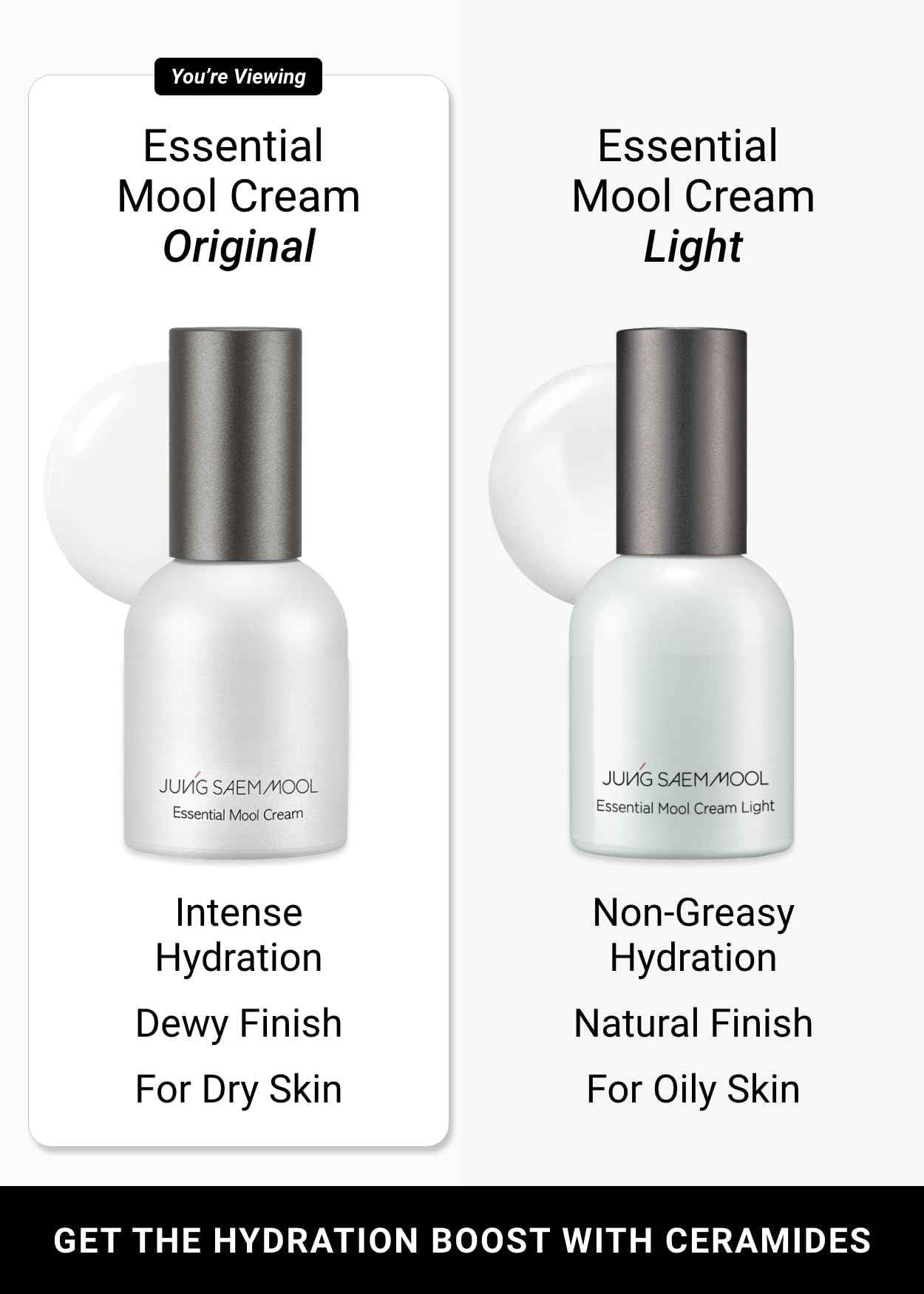 JUNG SAEM MOOL Essential Mool Cream 1 Fl Oz, Lightweight Watery Face Cream with Ceramide and Panthenol for Deep Hydration and Radiant Skin, Skin Barrier Support, Korean Foundation Makeup Prep