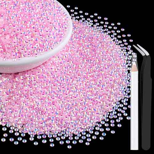 6000Pcs 3mm Resin Jelly Rhinestones for Crafting, Light Pink AB Flatback Gems, Bedazzling Crystal Bulk for DIY Crafts Clothing Tumblers Shoes Nail Art Fabric