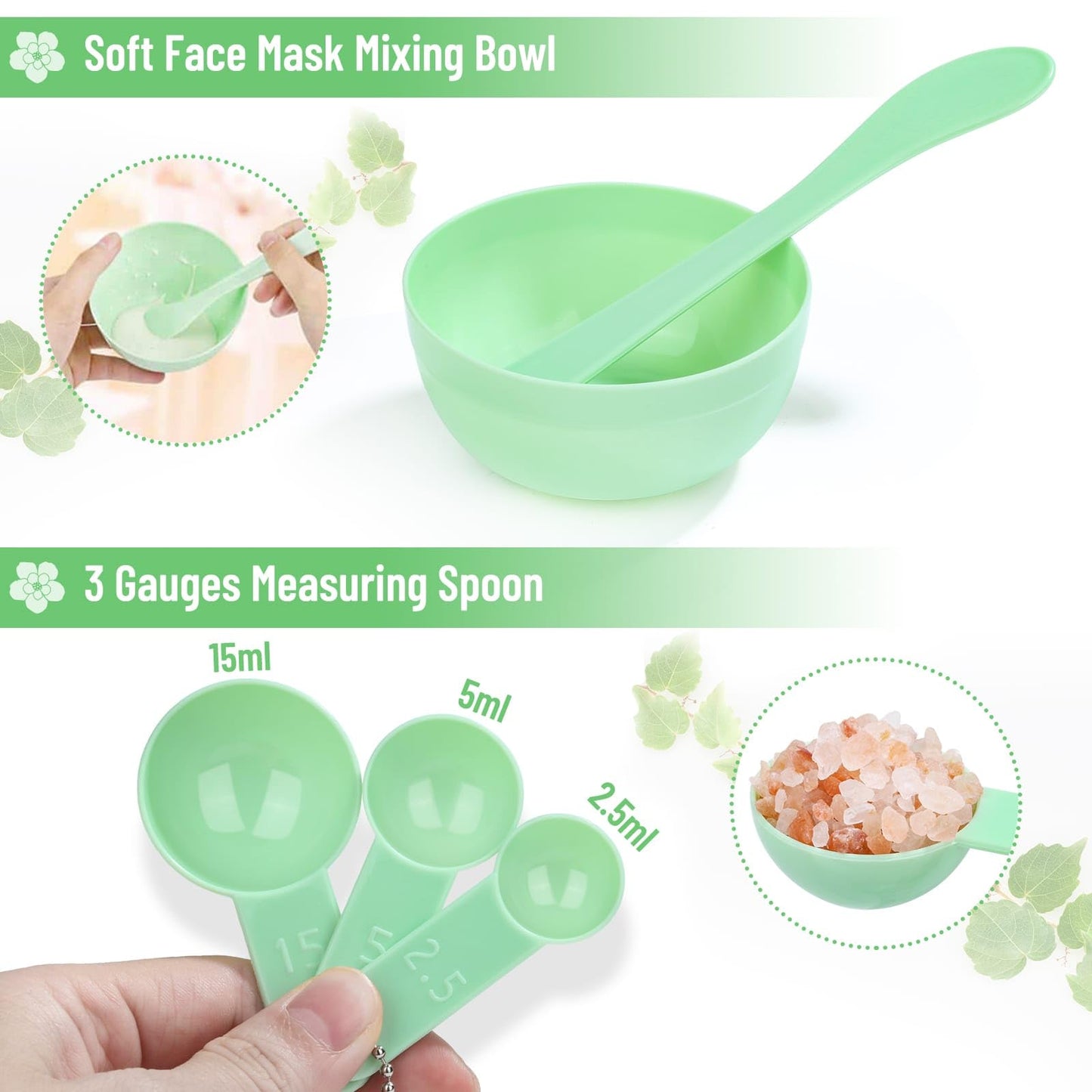 Face Mask Mixing Bowl Set, Anezus 12 Pcs DIY Facemask Mixing Tool Kit with Facial Mask Bowl Stick Spatula Silicone Brush Spray Bottle Puff Soaking Bottle Gauges