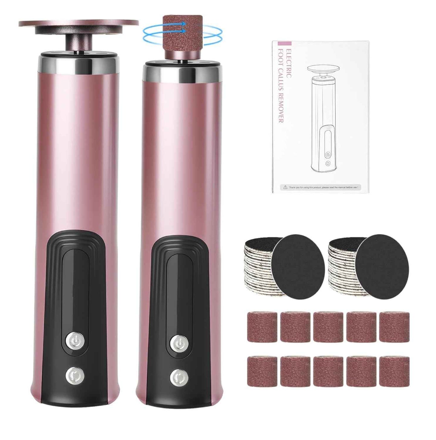 Callus Remover for feet, Electric Foot Callus Remover, Foot File with 6 Adjustable Speed, Foot Scrubber Scraper with 2 Grinding Heads & Sandpaper Discs, Pedicure Tools for feet with Digital Display