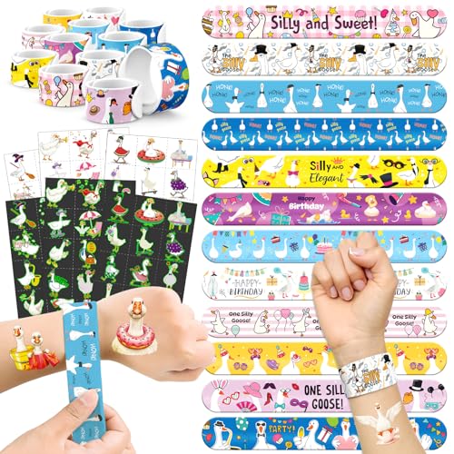 96 Piece Goose Party Favors Set – 72 Tattoos & 24 Slap Bracelets
