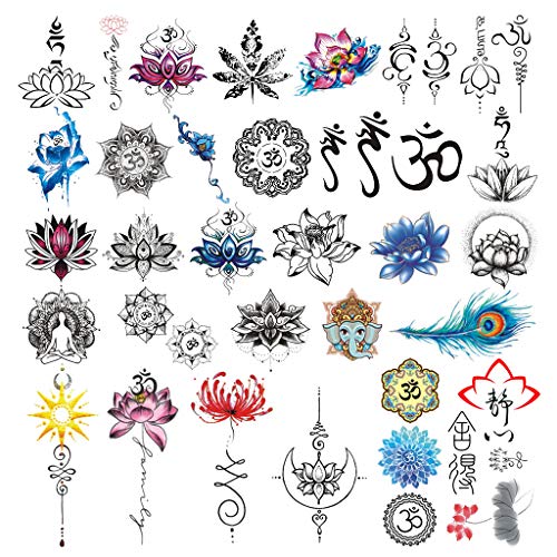 CARGEN Realistic Lotus Temporary Tattoos - 30 Sheets