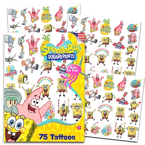 SpongeBob SquarePants Temporary Tattoos - 75 Pack Party Favors