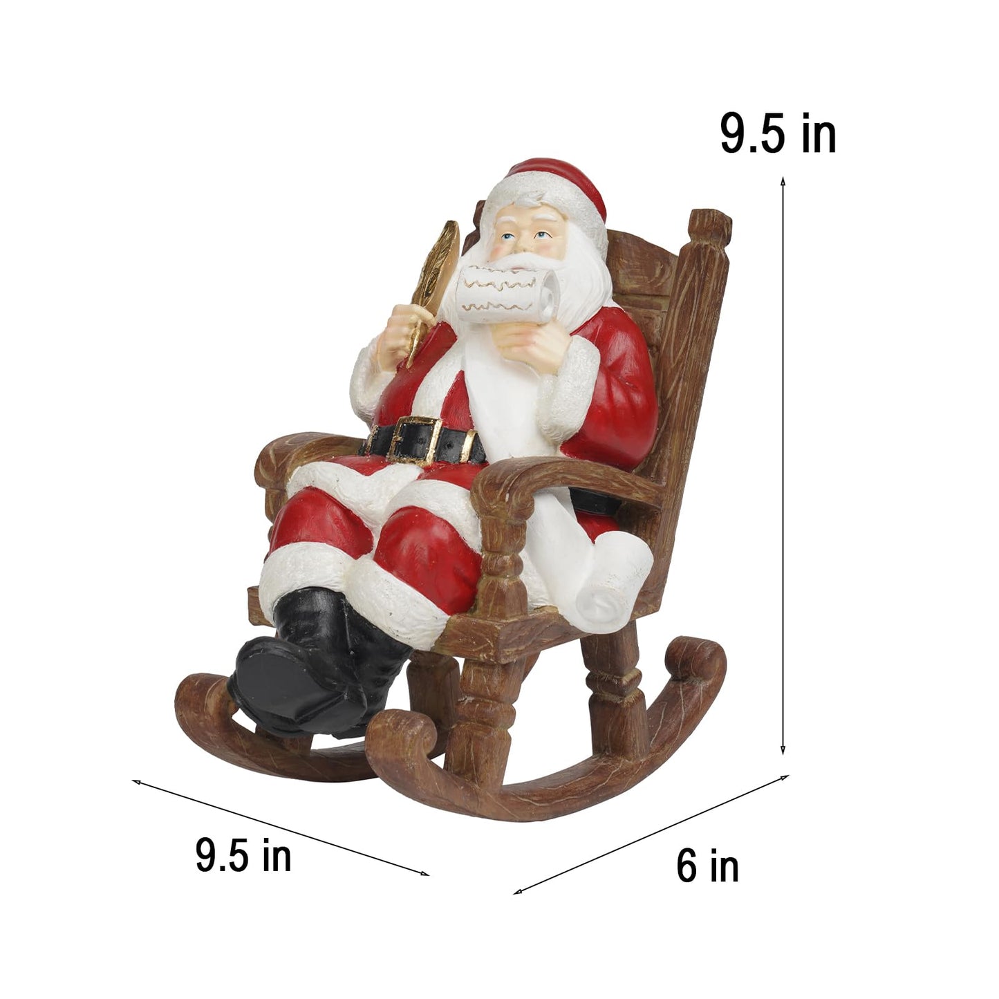 Christmas Santa Claus Figure Christmas-Decoration - Santa Sitting on Rocking Chair Figure 9.5*6*9.5 in Merry Christmas Xmas Gift Resin Holiday Statue for the Mantle Farmhouse Decor Newman House Studio