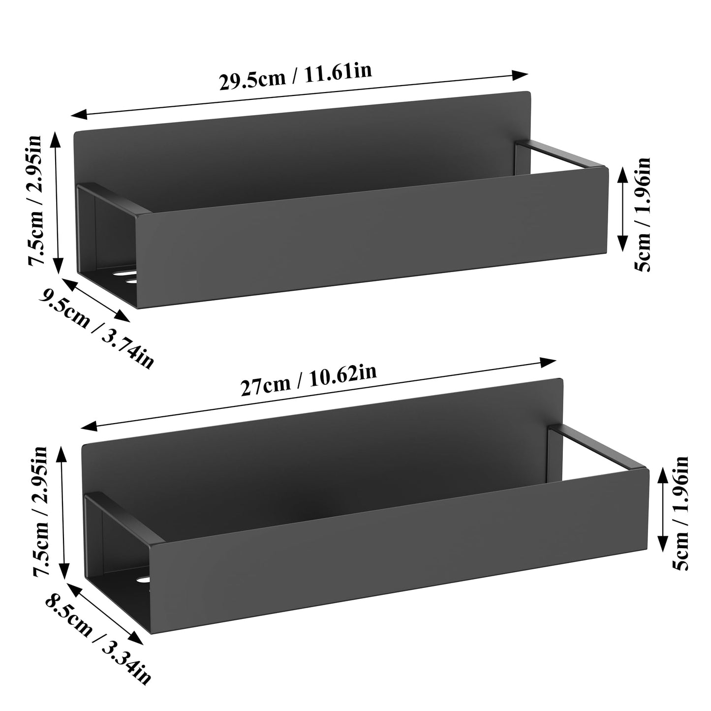 HuggieGems 2 Pack Magnetic Spice Storage Rack Organizer for Refrigerator and Oven, Matt Black Fridge Organizers and Storage