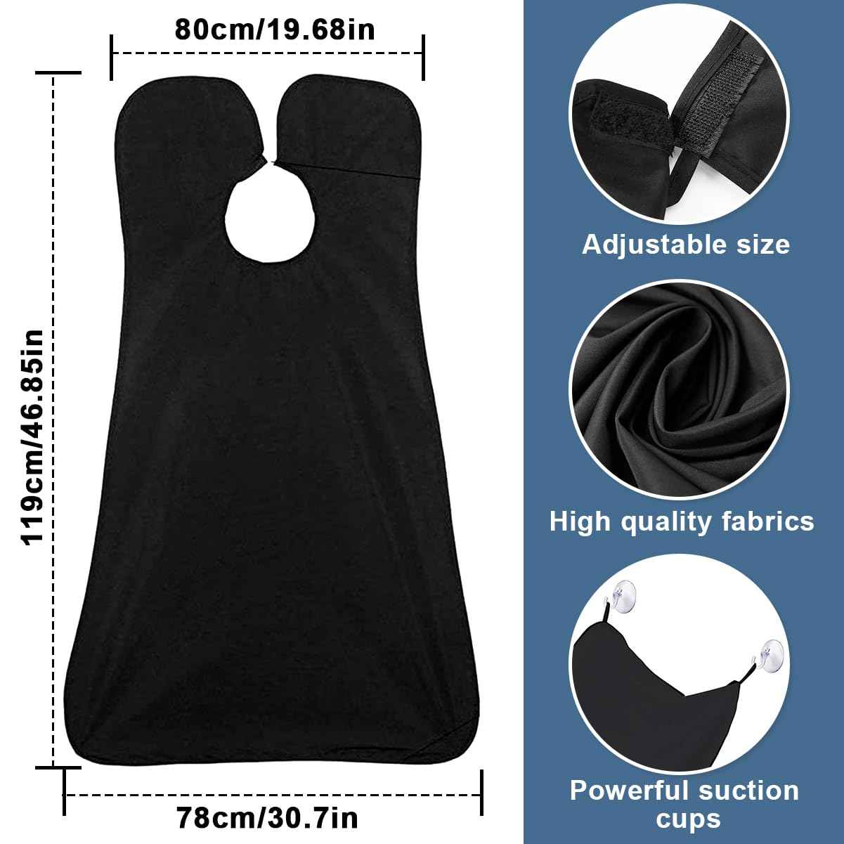Fun Gift Beard Bib,Beard Apron,Beard Catcher for Men Shaving and Trimming,Non-Stick Beard Cape Grooming Cloth, with 3 Suction Cups, Valentines Day Gifts for Him Men（black） Christmas