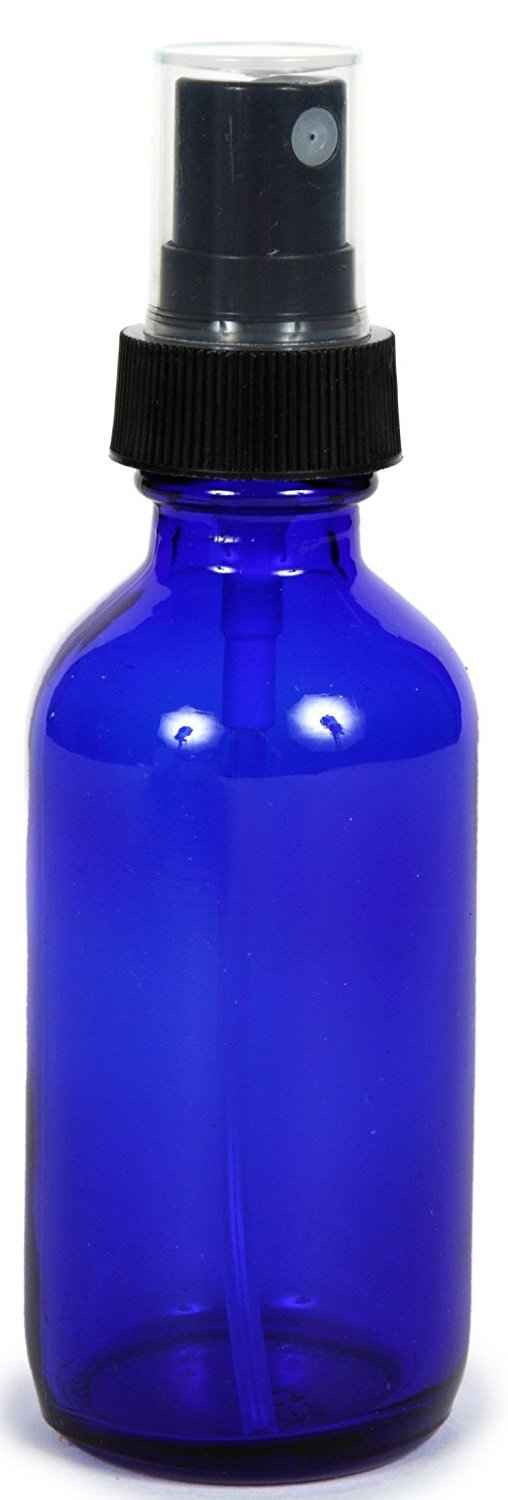 Cobalt Blue Glass Spray Bottle (2 oz, 2 pk) Waterproof Labels Included, Fine Mist Sprayer, Essential Oils, Colognes & Perfumes