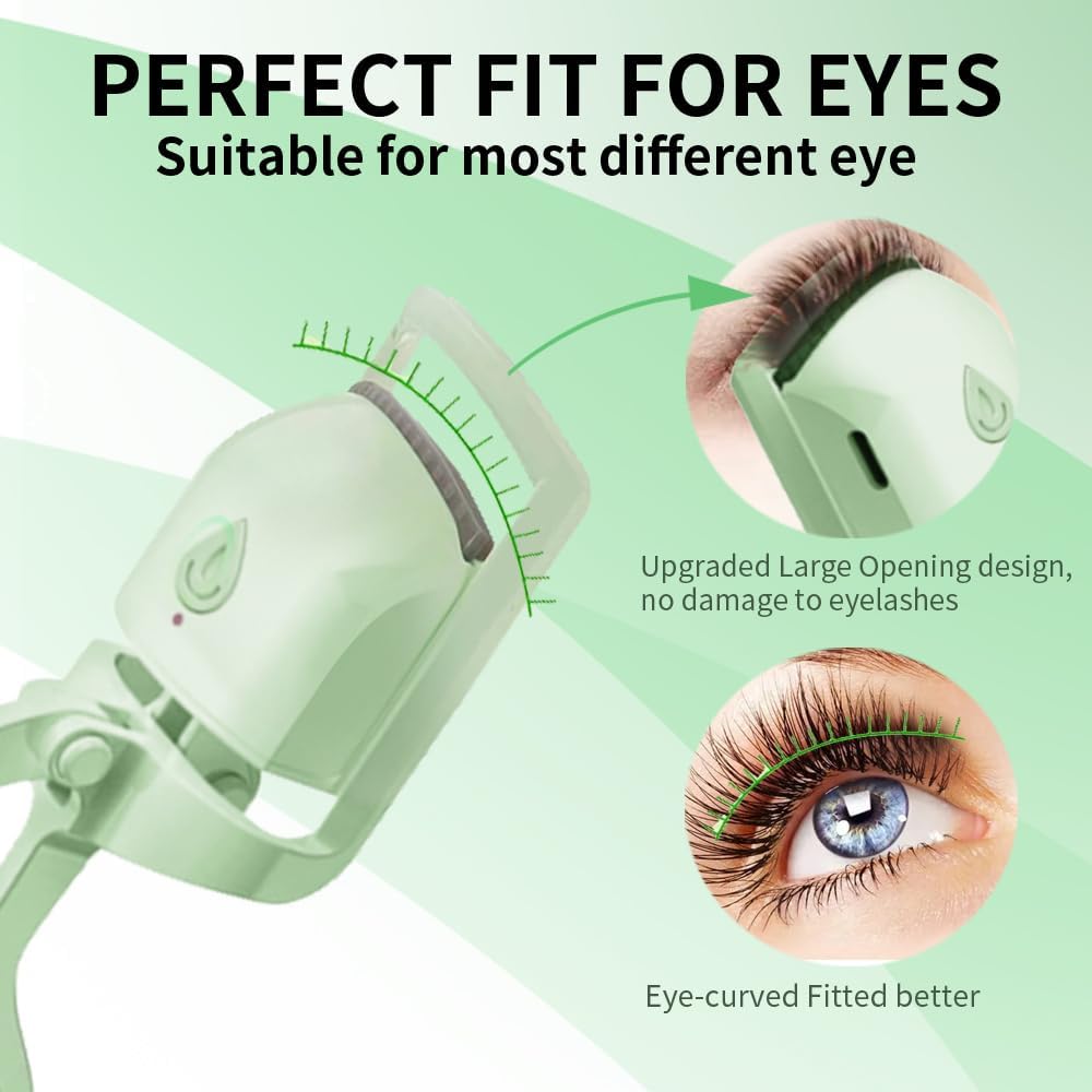 Heated Eyelash Curlers - Fast Heat up Within 5s - 24 Hours Long Lasting - Rechargeable Electric Eyelash Curler - Temperature Control - Safe Anti-Burn Lash Curler - Quick Natural Curling Eye Lashes