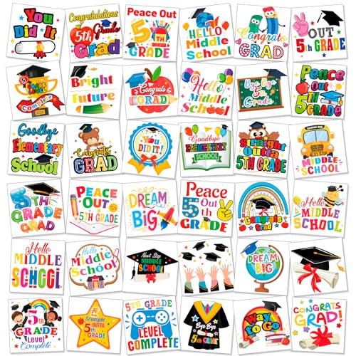 5th Grade Graduation Tattoos - 72pc Temporary Tattoo Stickers