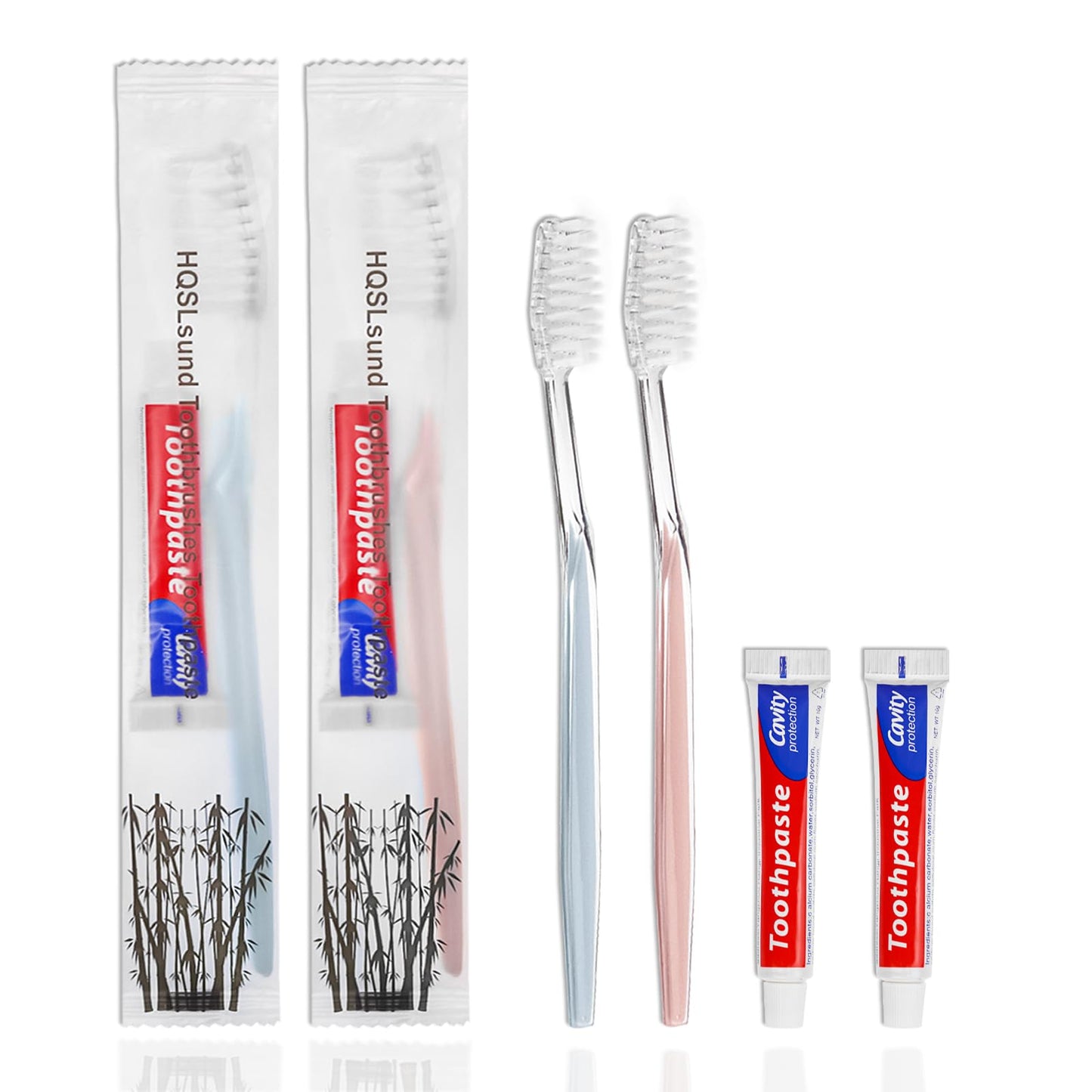 100 pcs Disposable Toothbrushes with Toothpaste Individually Wrapped, 2 Color Toothbrushes and Toothpaste 10g, Bulk Toothbrushes Toothpaste for Homeless,Airbnb,Hotel