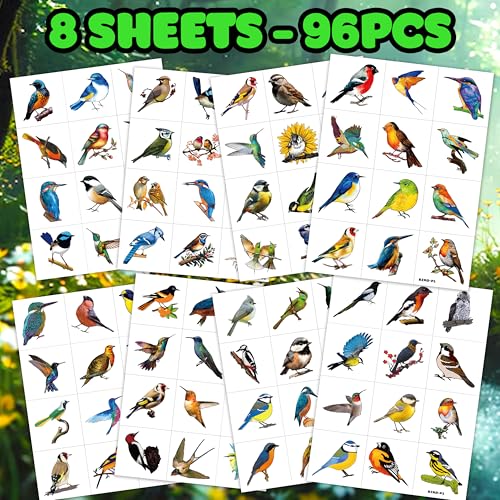 96 Temporary Bird Tattoos - Party Favors & Decorations