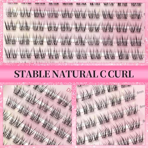 8mm Wispy Lash Clusters - 140 Pcs C Curl Eyelash Extensions