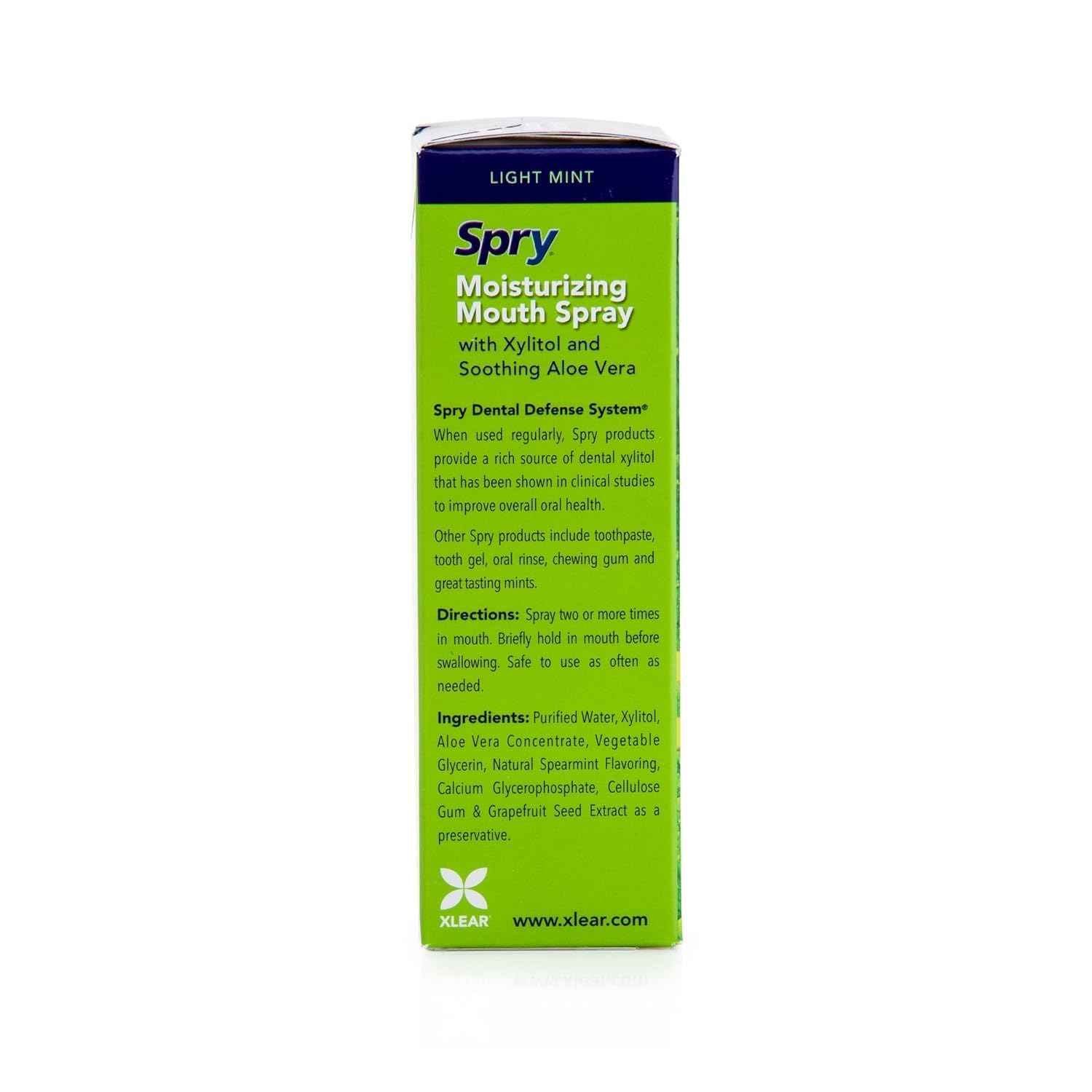 Spry Natural Xylitol Moisturizing Dry Mouth Spray, Stop Bad Breath, Increase Saliva Production, Non-GMO, Gluten-Free On The Go Oral Care with Spearmint Flavor, 4.5 fl.oz (Pack of 2)