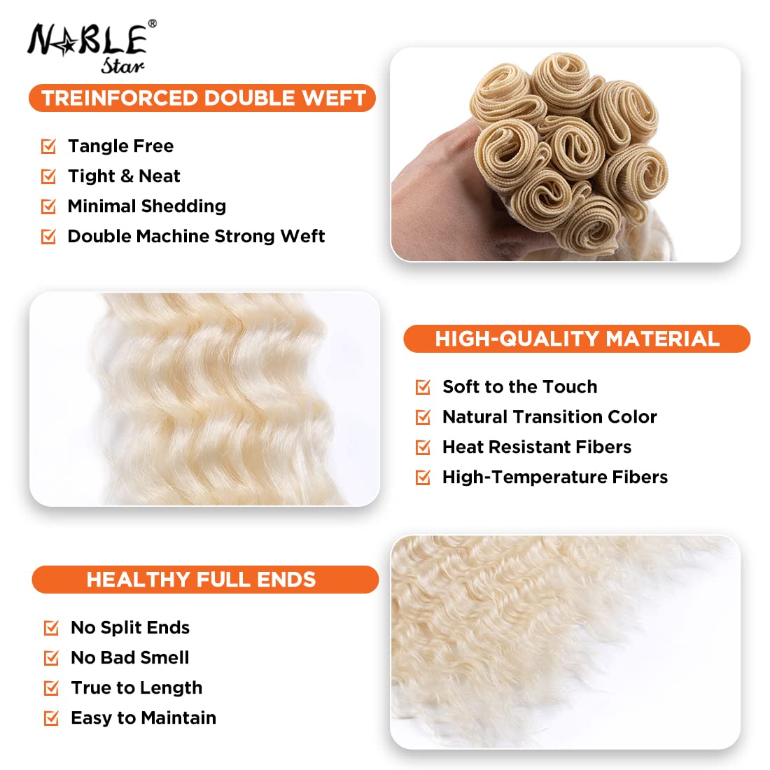 Synthetic Hair 613 Blonde Bundles With Simple Closure Weave Bundles With Frontal Swiss Lace Kinky Curly Hair For Women 9pcs Water Wave 20 Inch 240G High Temperature Fiber