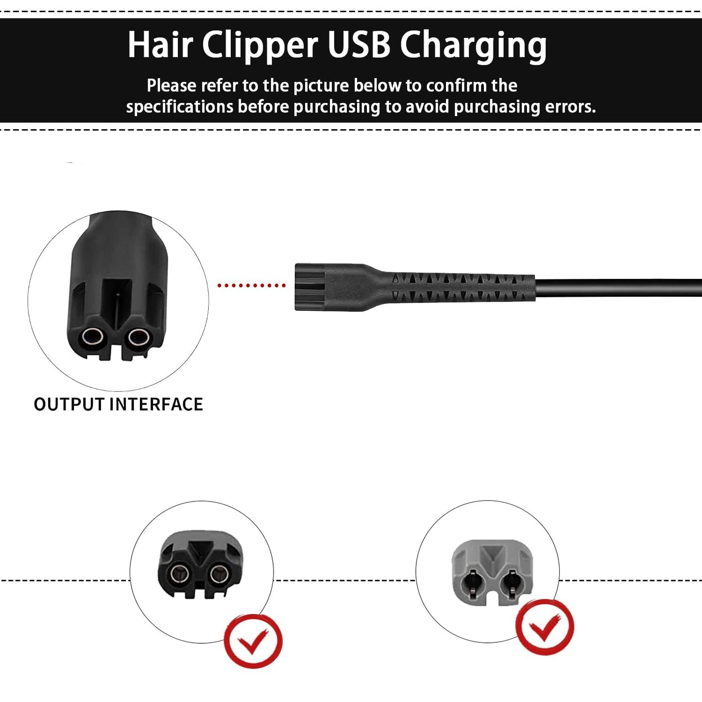 Anrom Replacement Charger Cord USB for Wahl Clipper, 2m/6.6FT Charging Cable for Wahl Magic Senior Detailer Legend Cordless Clippers, for Finale & Vanish Shaver #8164/8173/8591/8148/8504/8171/1919