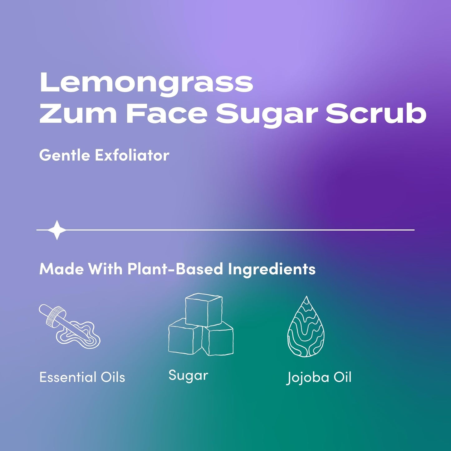 Indigo Wild Zum Face Sugar Facial Scrub - Natural Sugar Scrub - Soothing Facial Exfoliator with Jojoba Oil, Coconut Oil & Olive Oil - Lemongrass - 4 oz (Pack of 2)