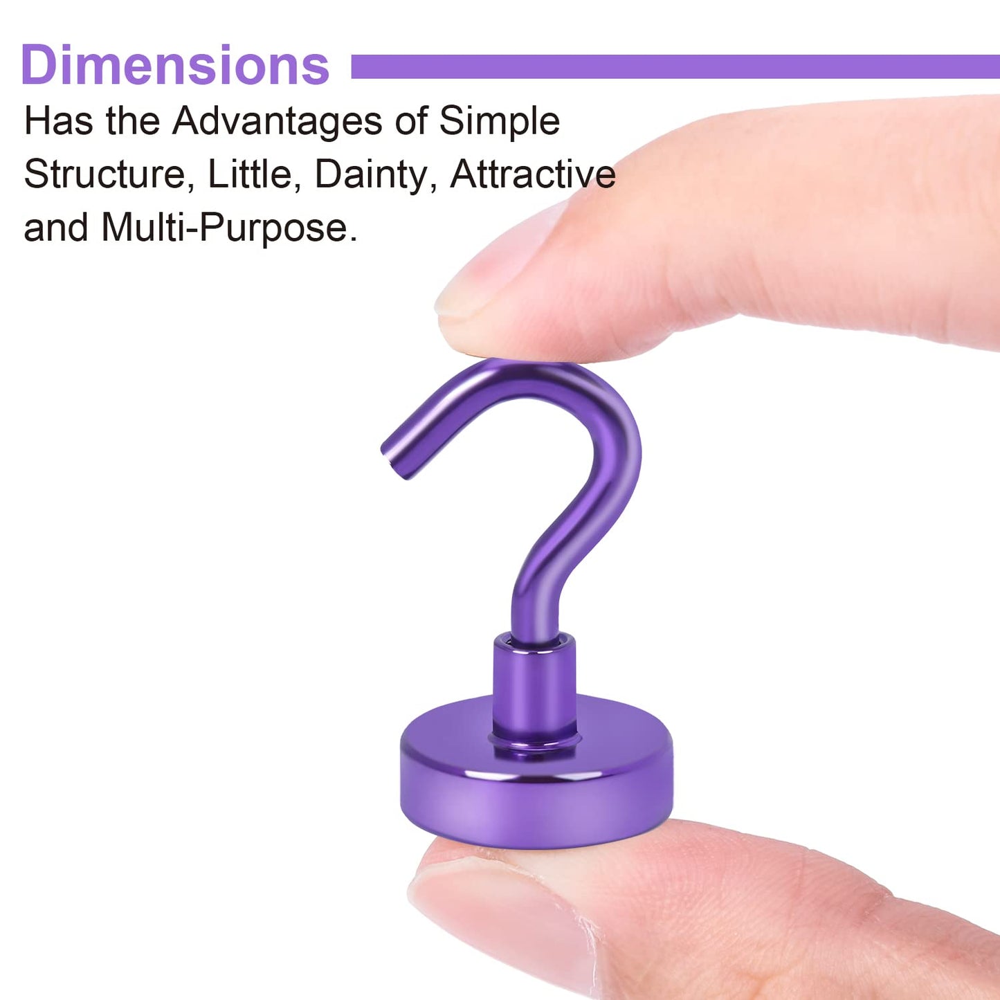 DIYMAG Magnetic Hooks, 30Lbs Strong Heavy Duty Cruise Magnet S-Hooks for Classroom, Fridge, Kitchen etc, (6 Pack-Purple)