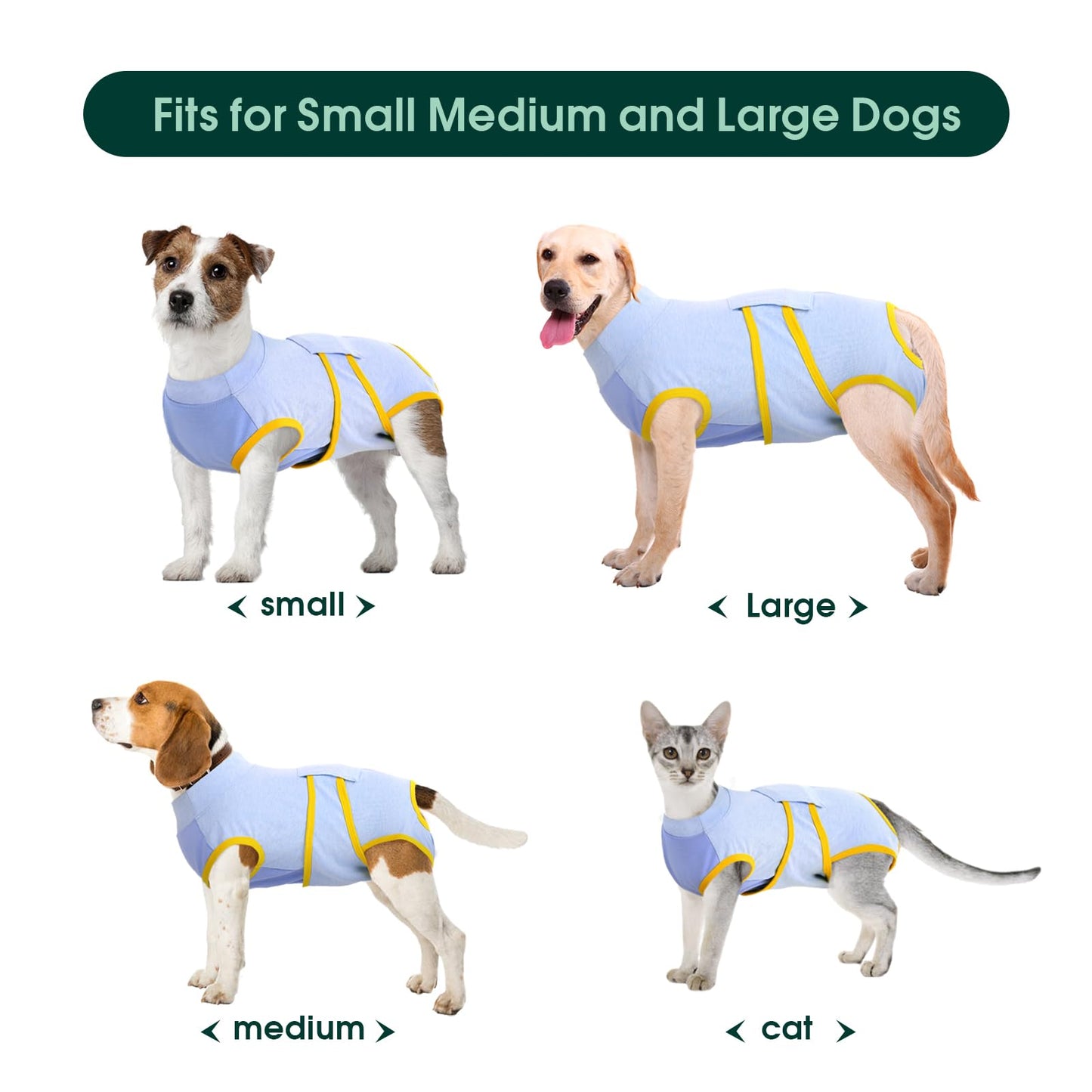 Kuoser Recovery Suit for Dogs Cats After Surgery, Professional Pet Recovery Shirt Dog Abdominal Wounds Bandages, Substitute E-Collar & Cone,Prevent Licking Dog Onesies Pet Surgery Recovery Suit