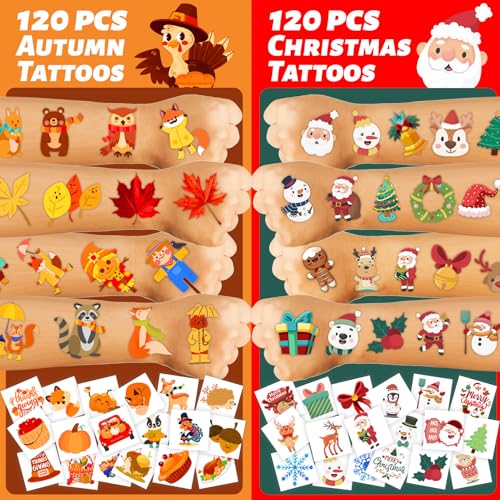 Winthrop 240 Pcs Holiday Temporary Tattoos for Kids