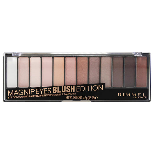 Rimmel London Magnif'Eyes Eyeshadow Palette, 12 Shades, Blendable Formula, Versatile, 002, Blush, 0.5oz