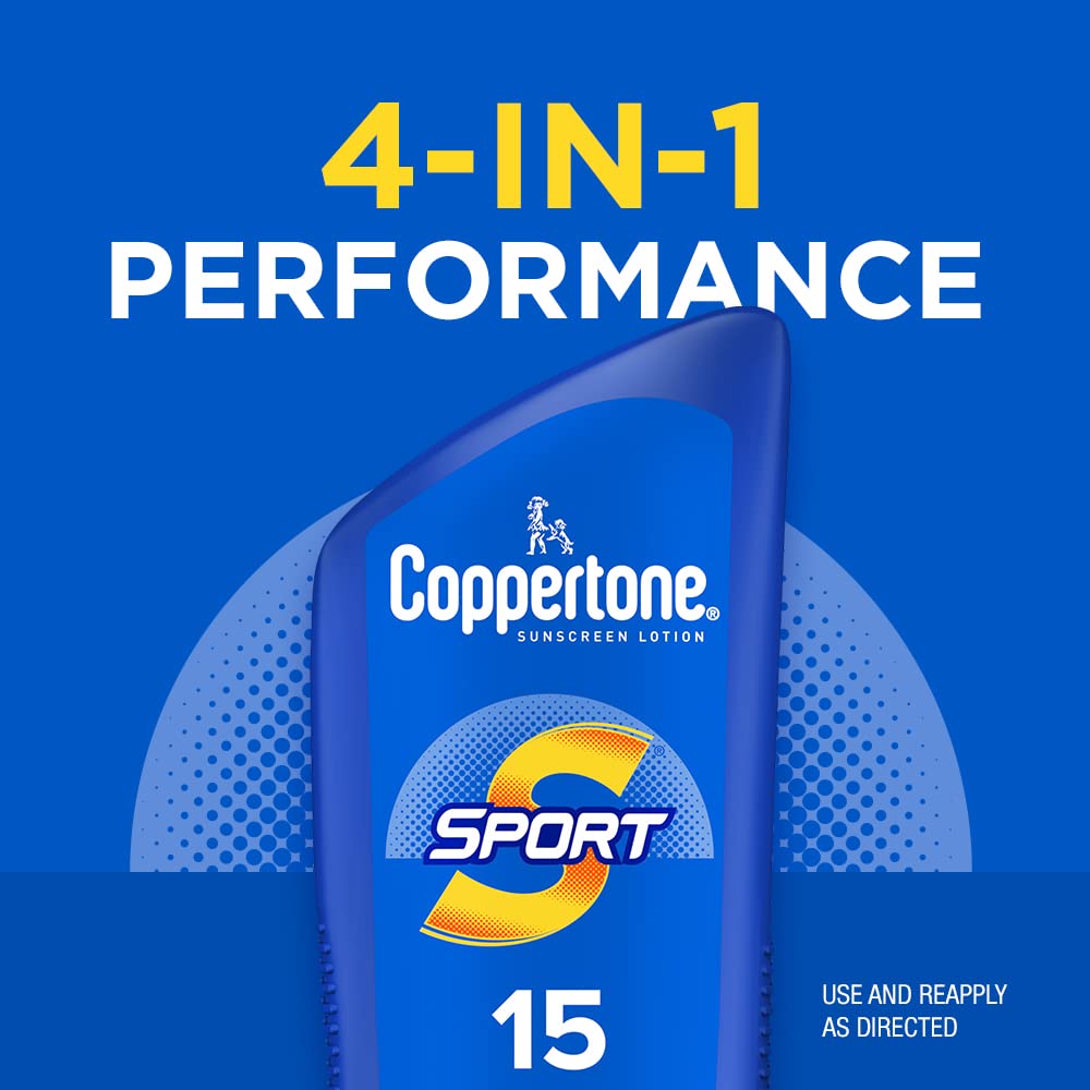 Coppertone SPORT Sunscreen SPF 15 Lotion, Water Resistant Sunscreen, Body Sunscreen Lotion, 7 Fl Oz