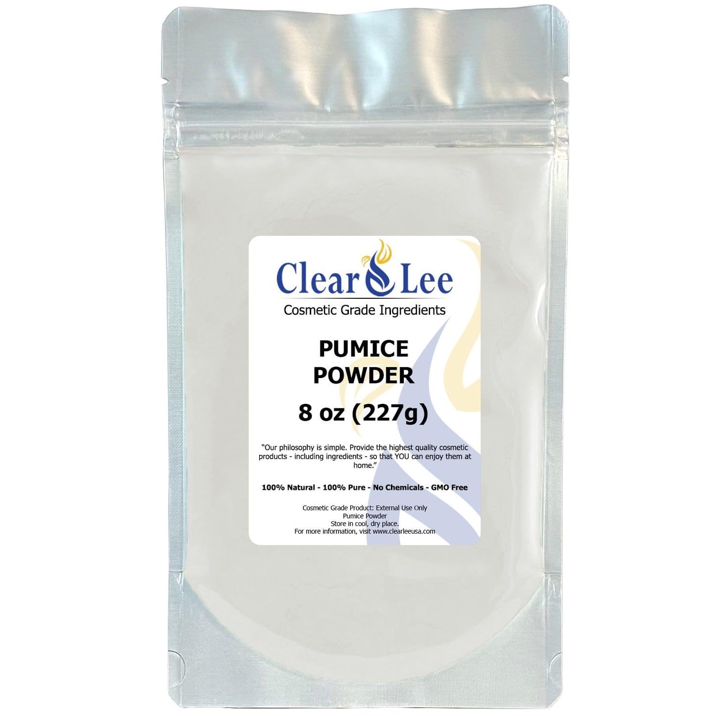 ClearLee Cosmetic Grade Pumice - 100% Pure Natural Grain/Powder - Great For Skin Exfoliation in DIY Soaps, Masks, Scrubs for Face, Body, Foot (8oz, Powder)