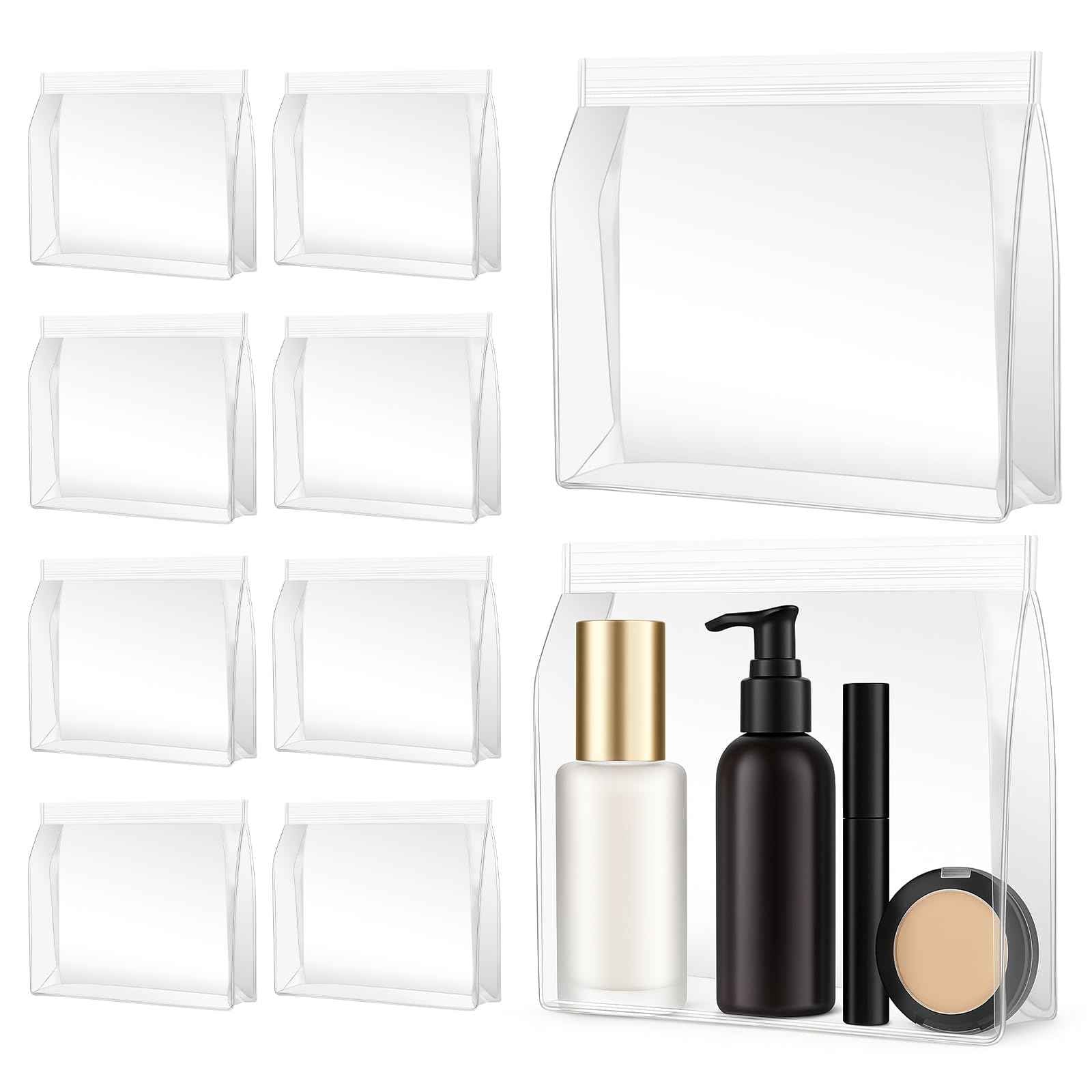 30 Pack Mini Clear Makeup Bag Organizer Cosmetic Zipper Pouch TSA Approved Small Travel Pouches for Toiletries Transparent EVA Reusable Water-resistant Plastic Clear Gift Bags Bulk, 6” x 5” x 1.5”