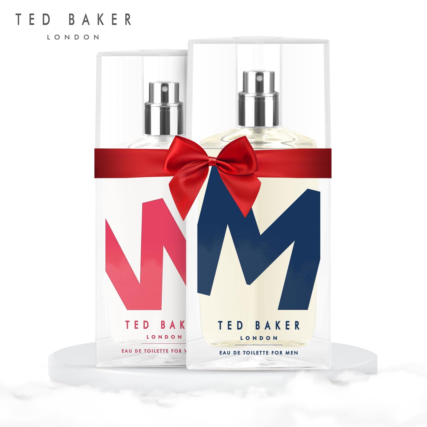Ted Baker M and W EDT Bundle, Woman and Man Eau De Toilette, Includes M with Unique Notes of Tonka Bean and Musk, W with Notes of Fig Leaf, White Peony and Violet, 2 x 2.54 fl oz