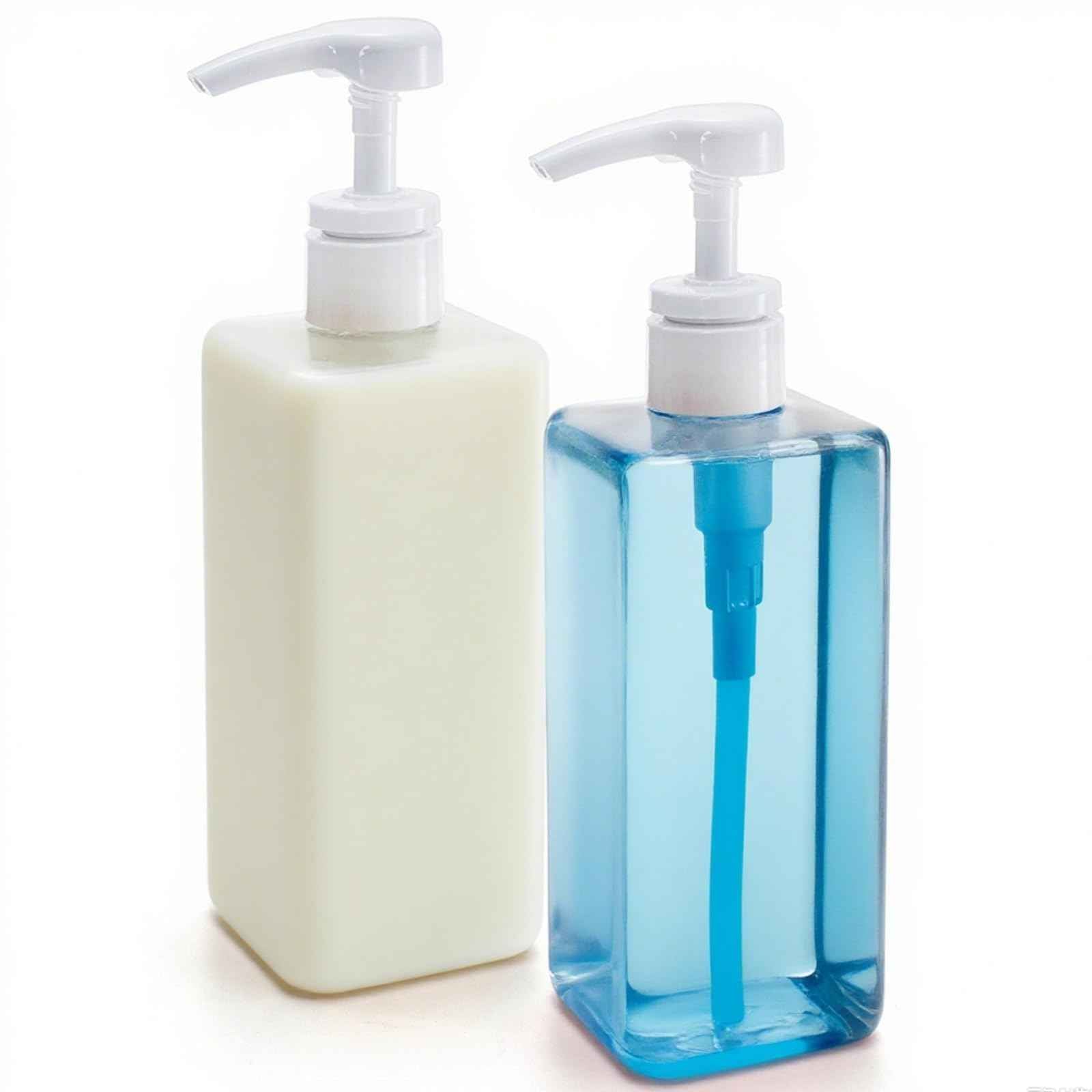 Okllen 12 Pack 16 Oz Plastic Pump Bottles, Empty Refillable Container Liquid Soap Dispenser for Shampoo, Lotion, Cleaning Products, Kitchen, Bathroom, Clear Square