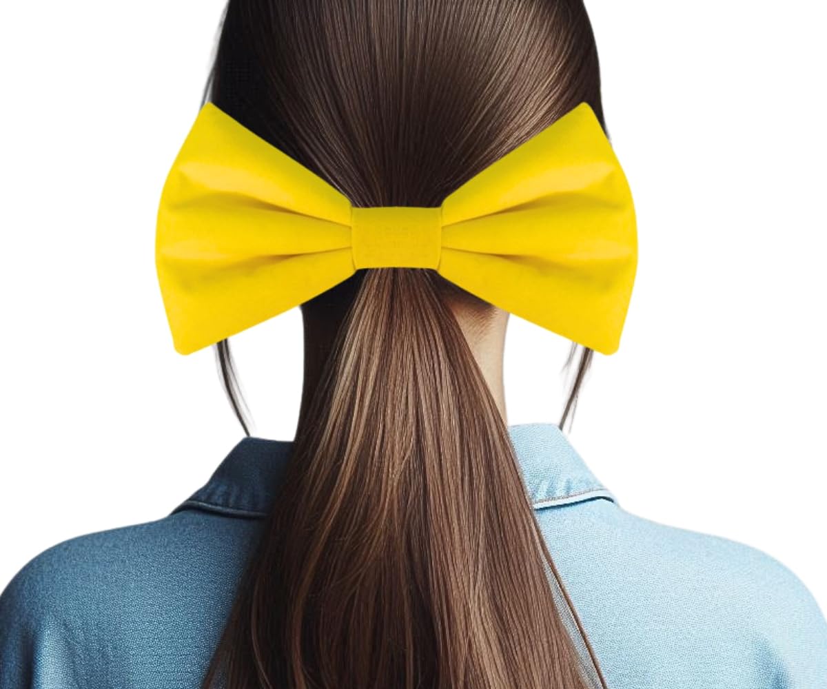 Big Oversize Velvet Bowknot Bows Hair Clips Headband: H47 (Yellow-CL)