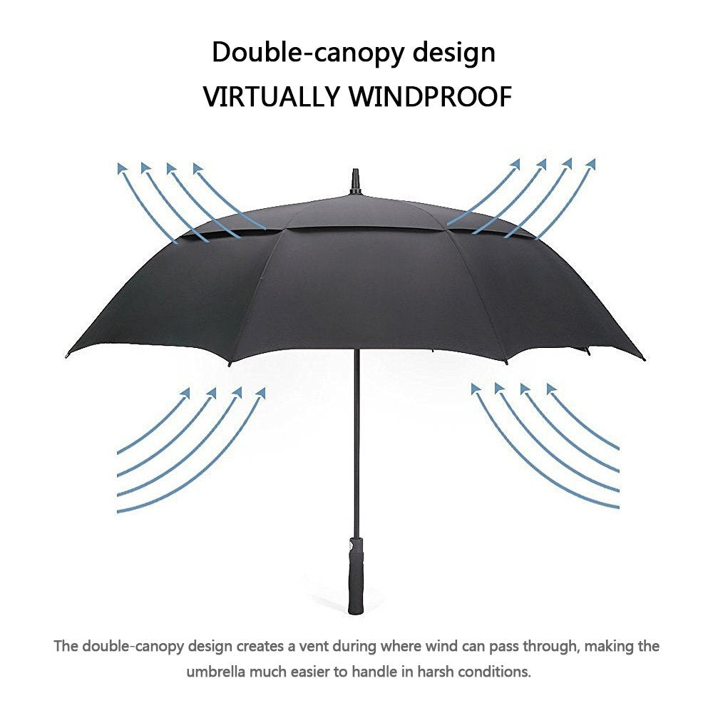 G4Free 47/54/62/68 Inch Automatic Open Golf Umbrella Oversize Extra Large Double Canopy Vented Windproof Waterproof Stick Umbrellas