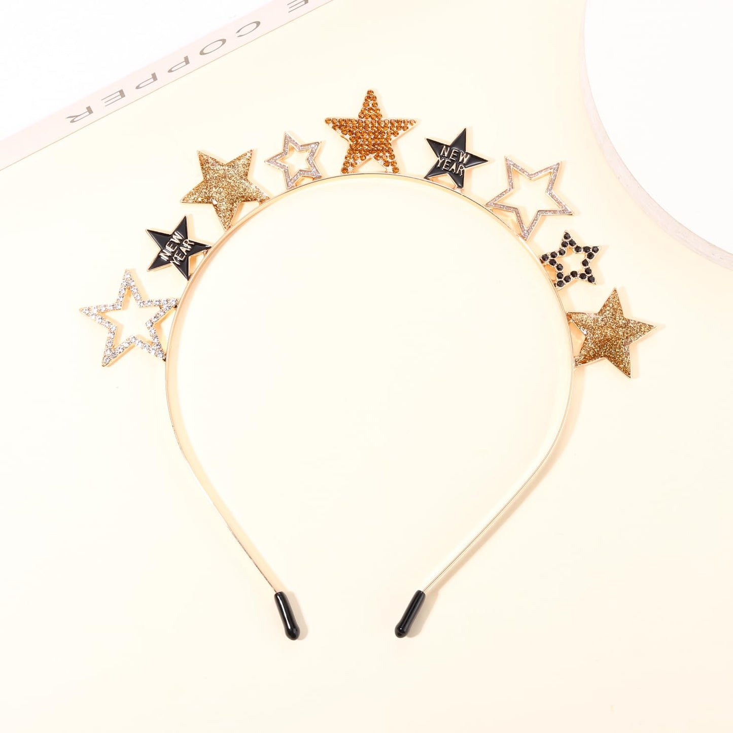 YAHPERN Happy New Year Headbands for Women Rhinestone New Year’s Eve Hairbands New Year Party Supplies Hair Accessory Gifts (Star B)