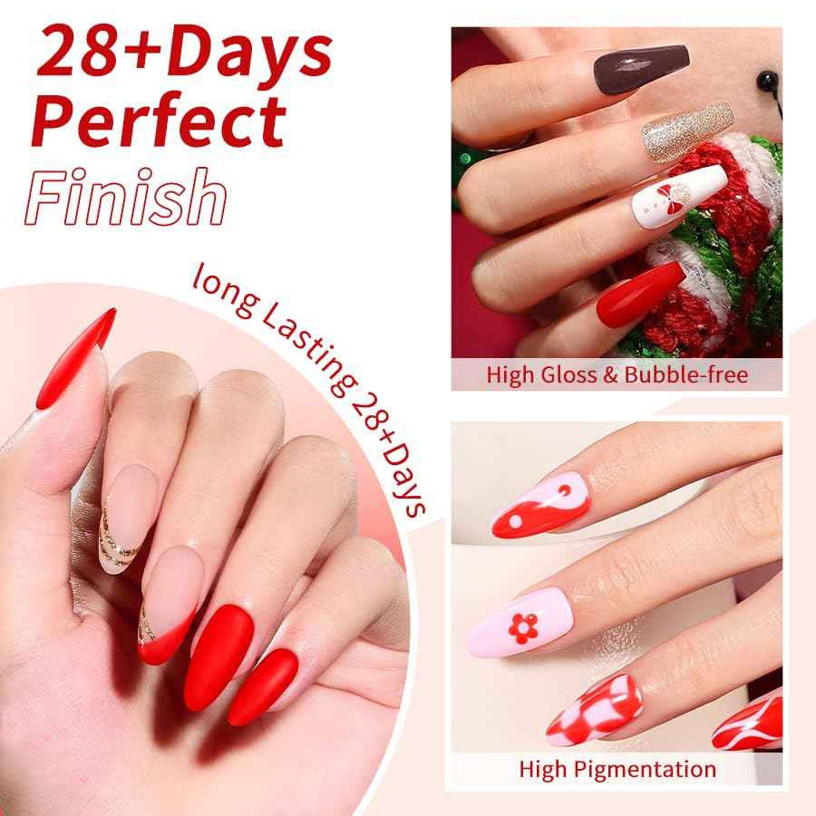 JR 9pcs 15ml Deep Red Burgundy Christmas Gel Polish Set Crimson Soak Off Polish Dark Cherry Gel Polish For Nail Salon Gift Red