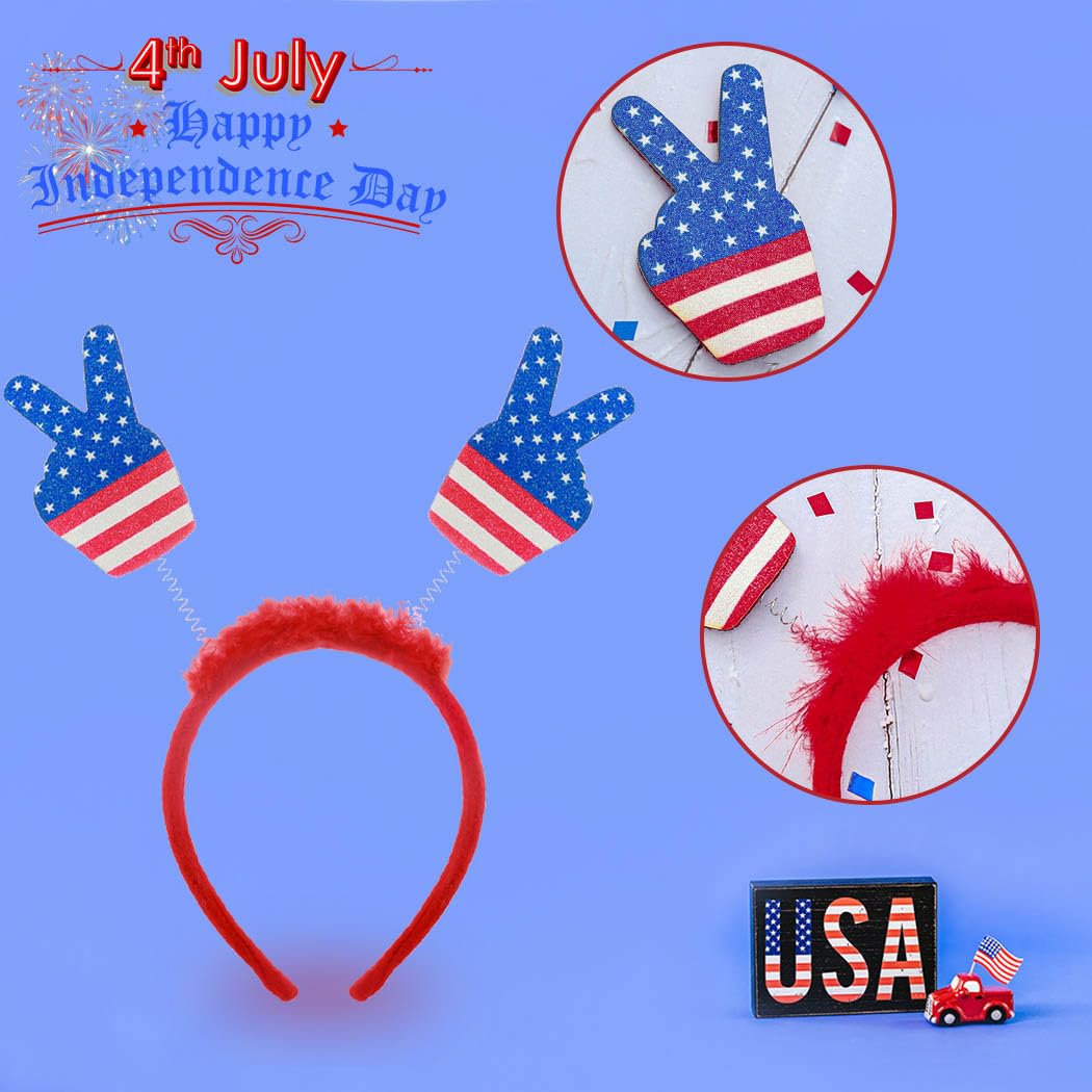 Aceorna 4th of July Headbands Stars Patriotic Head Boppers Independence Day Head Band for Women and Girls (Style E)