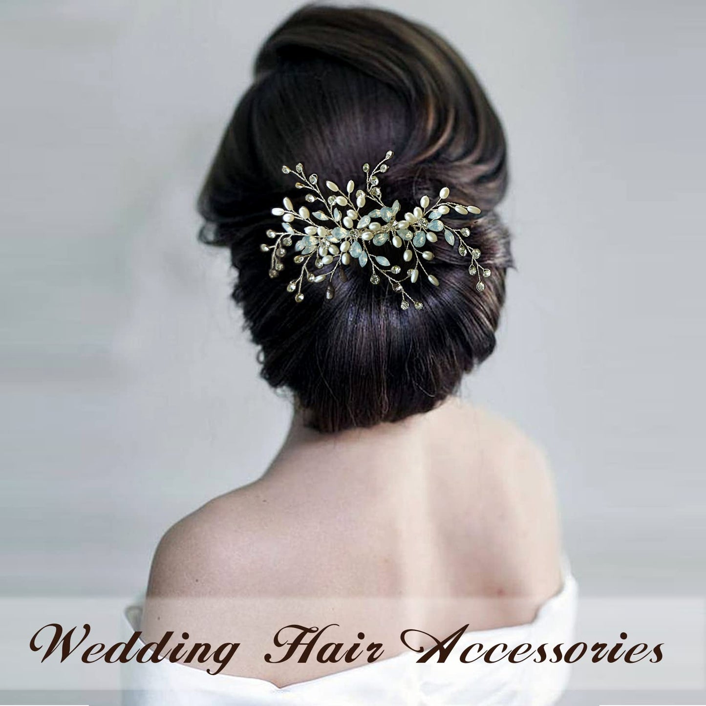 Sooshin Bridal Hair Comb Pearl Wedding Hair Accessories for Brides Crystal Wedding Headpiece for Bride and Bridesmaids Rhinestone Hair Accessory for Women and Girls (C-silver)