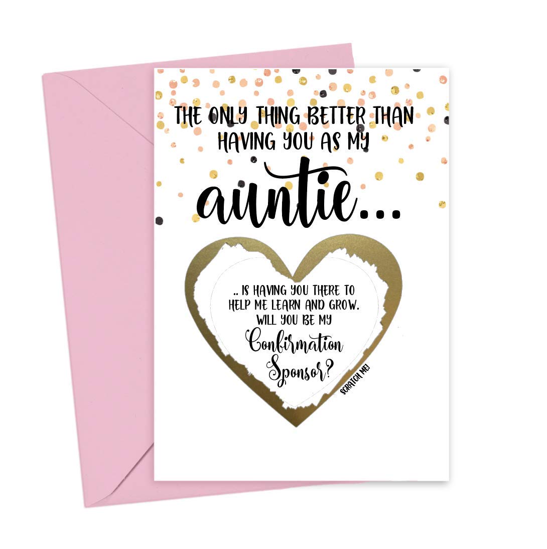 Will You Be My Confirmation Sponsor Scratch Off Card for Auntie, From Niece or Nephew, Confirmation Proposal Card for Best Friend (Auntie Confirmation)