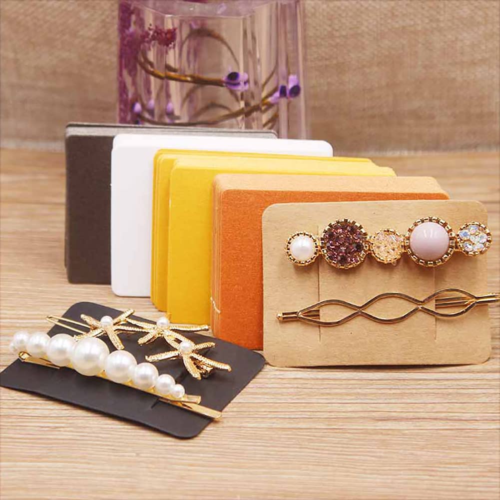 UUYYEO 100 Pcs Hair Clip Display Cards Hair Bow Hairpin Packaging Cards Paper Cardboard for Hair Barrettes Accessories Black