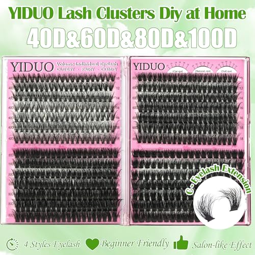 6 Box Mix Lashes Clusters Kit Gift Packs 1686Pcs with 2X Bond&Seal Volume Mega/Bottom Soft Extension False Eyelash D Curl Wispy Natural DIY Individual Fake Eyelashes for Beginners Bulk Pack