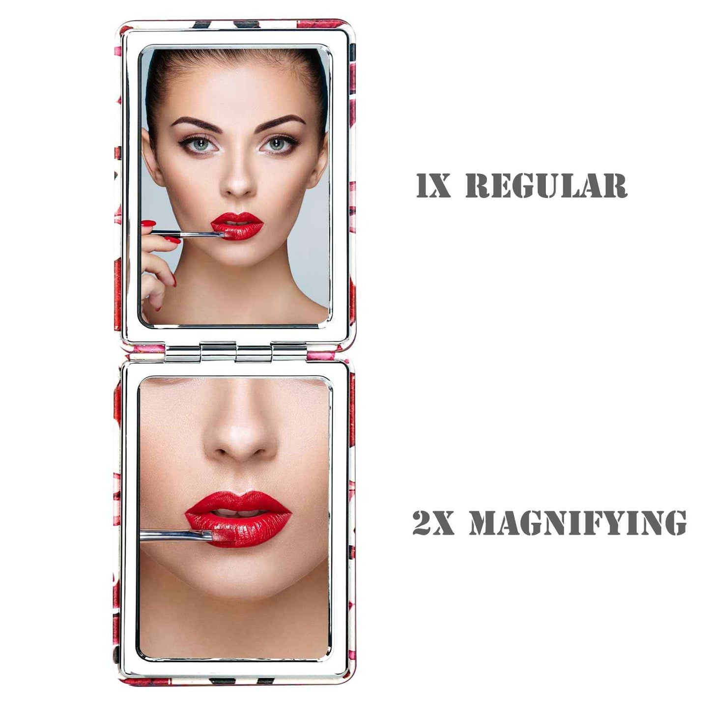 YTLX Quality Vanity Compact Makeup Mirror for Girls Women, Stylish Slim Travel Cosmetic Mirrors for Pocket Purse Wallet Handbag, Portable Magnifying Handheld Small Mirror Foldable Cute Lightweight