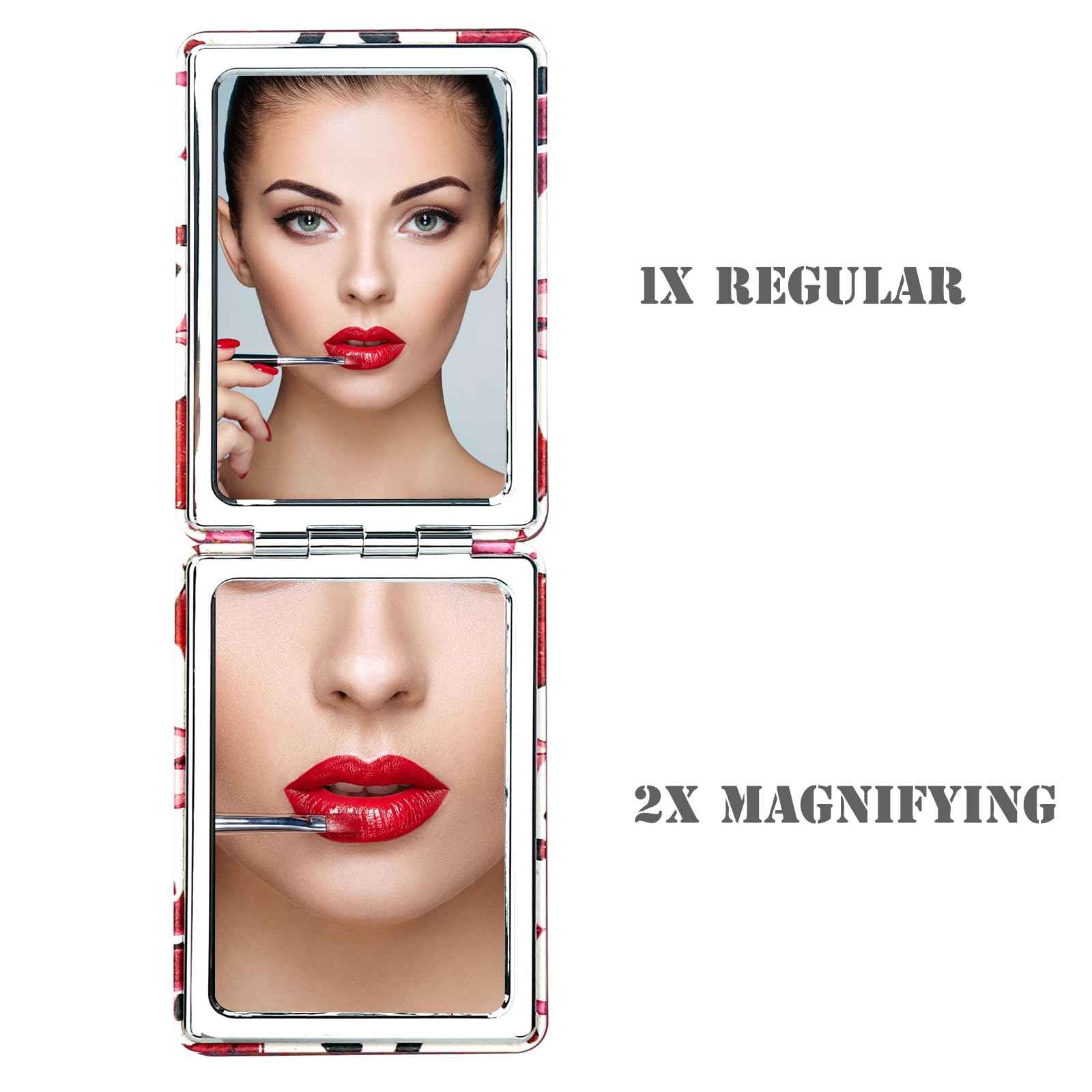 YTLX Quality Vanity Compact Makeup Mirror for Girls Women, Stylish Slim Travel Cosmetic Mirrors for Pocket Purse Wallet Handbag, Portable Magnifying Handheld Small Mirror Foldable Cute Lightweight