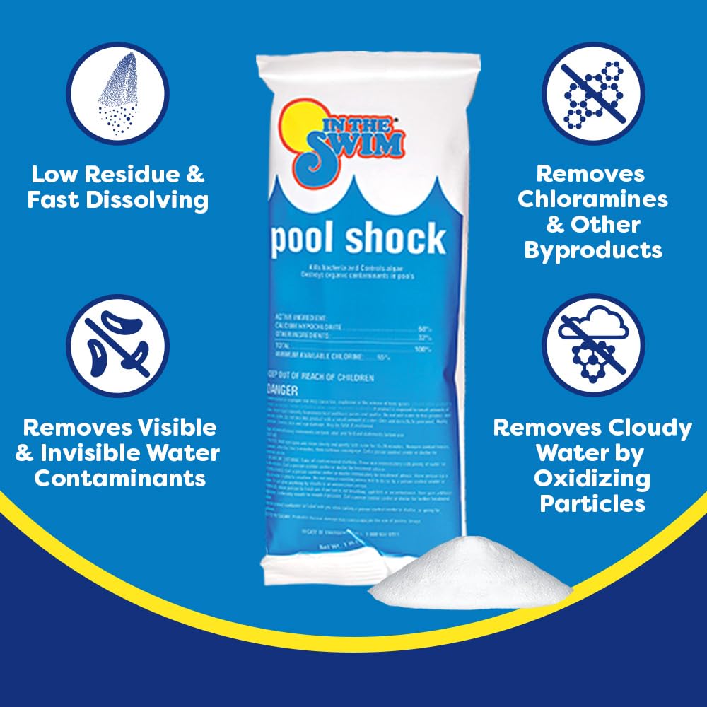 In The Swim Pool Shock – 68% Cal-Hypo Granular Sanitizer for Crystal Clear Water – Defends Against Bacteria, Algae, and Microorganisms- 24 X 1 Pound