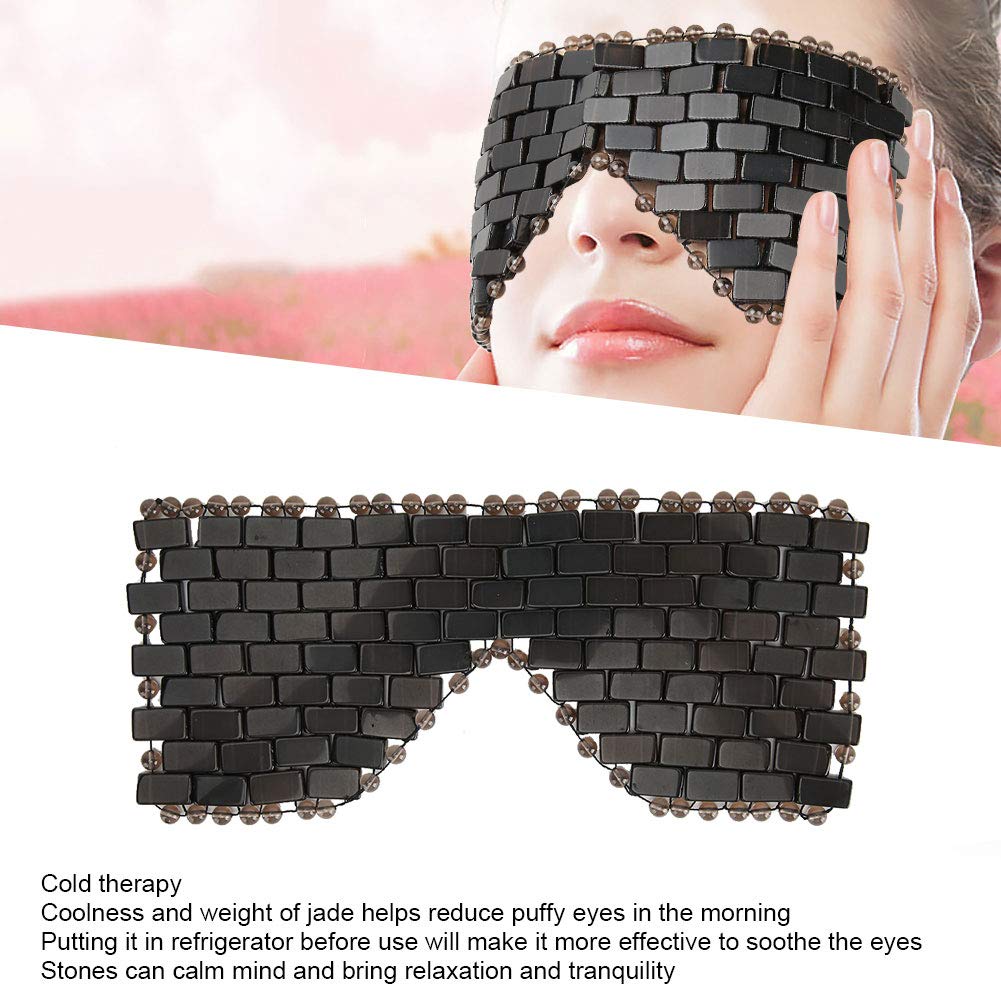 Jade Eye Mask, Jade Stones Anti-Aging Cooling Jade Eye Mask Sleeping Masks Eye Treatment Massager Eye Covers for Jade Mask for Sleeping Masks Relief Eye Fatigue(Obsidian)