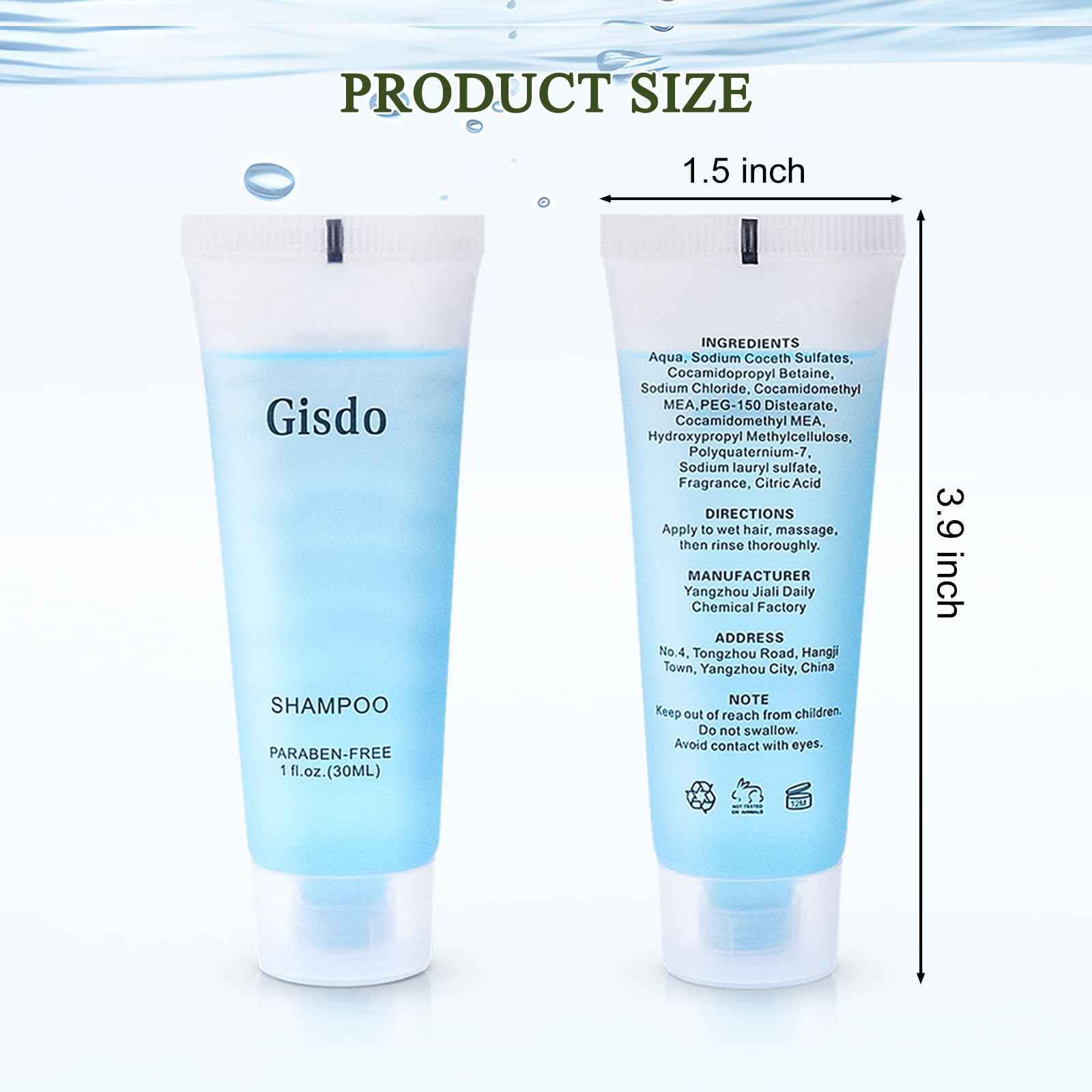 Gisdo 200 Pack Travel Size Shampoo Bulk, 30mL, 1 oz Hotel Shampoo Supplies for Guests, AirBnB Essentials, Travel Size Toiletries Bulk