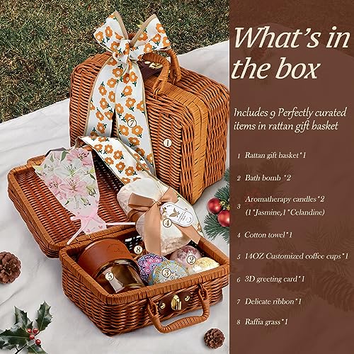 Unique Valentine's Day Baskets for Women Friendship,Happy Birthday Bath Set Relaxing Spa Gift Baskets Ideas for Women,Her,Mom, Sister, Coworker, Wife, Girlfriend,Luxury Get Well Soon Self Care Gifts for Women.