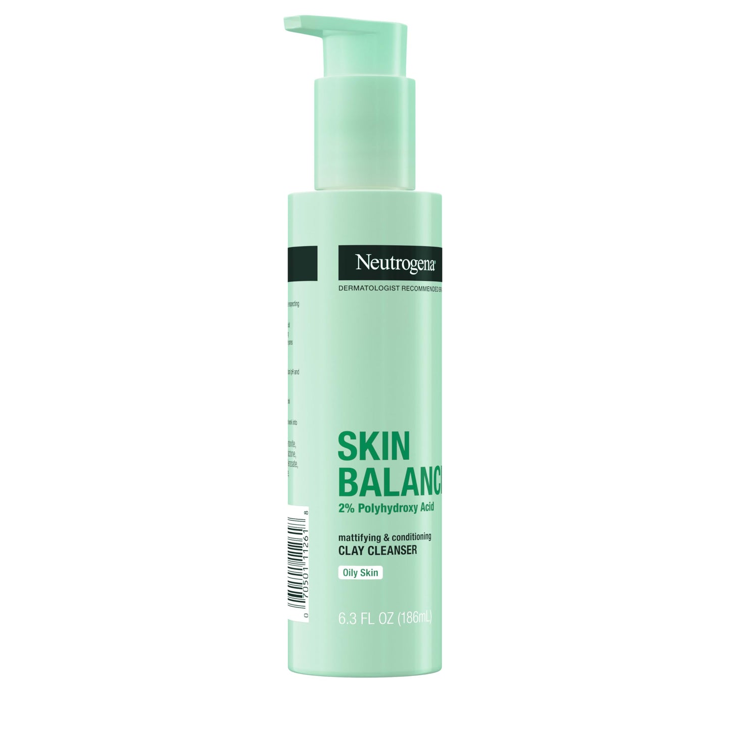 Neutrogena Skin Balancing Kaolin Clay Cleanser with 2% Polyhydroxy Acid (PHA), Mattifying & Conditioning Face Wash for Oily Skin, Paraben-Free, Soap-Free, Sulfate-Free, 6.3 oz