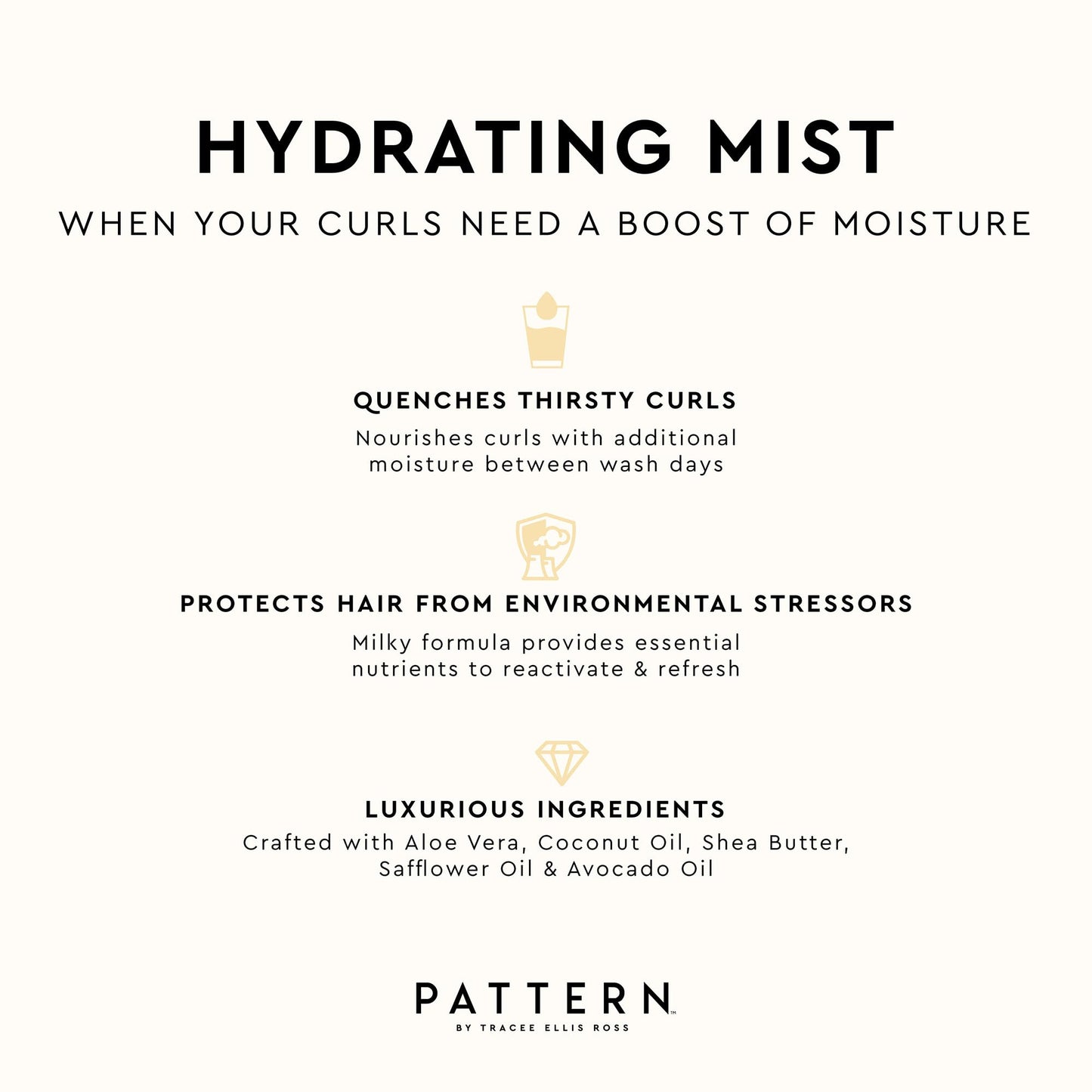 PATTERN Beauty by Tracee Ellis Ross Hydrating Mist w Avocado Oil for Curly Hair 3a-4c, Travel Size, 3 fl oz
