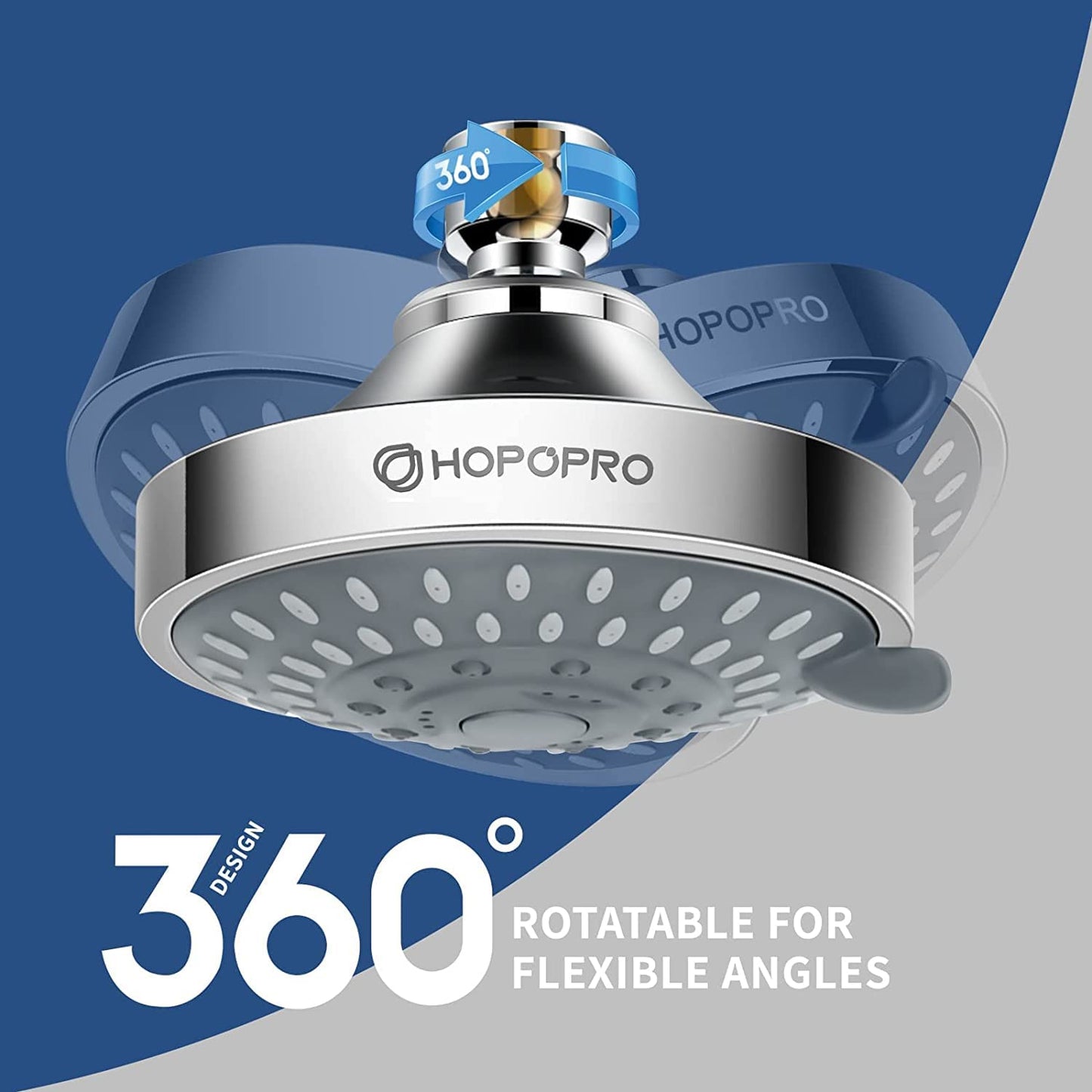 HOPOPRO 5-Mode High Pressure Shower Head - Consumer Reports, The Washington Post, NBC News, TODAY TV Show Recommended - High Flow Fixed Showerheads Bathroom Rain Showerhead (4 Inch Chrome)