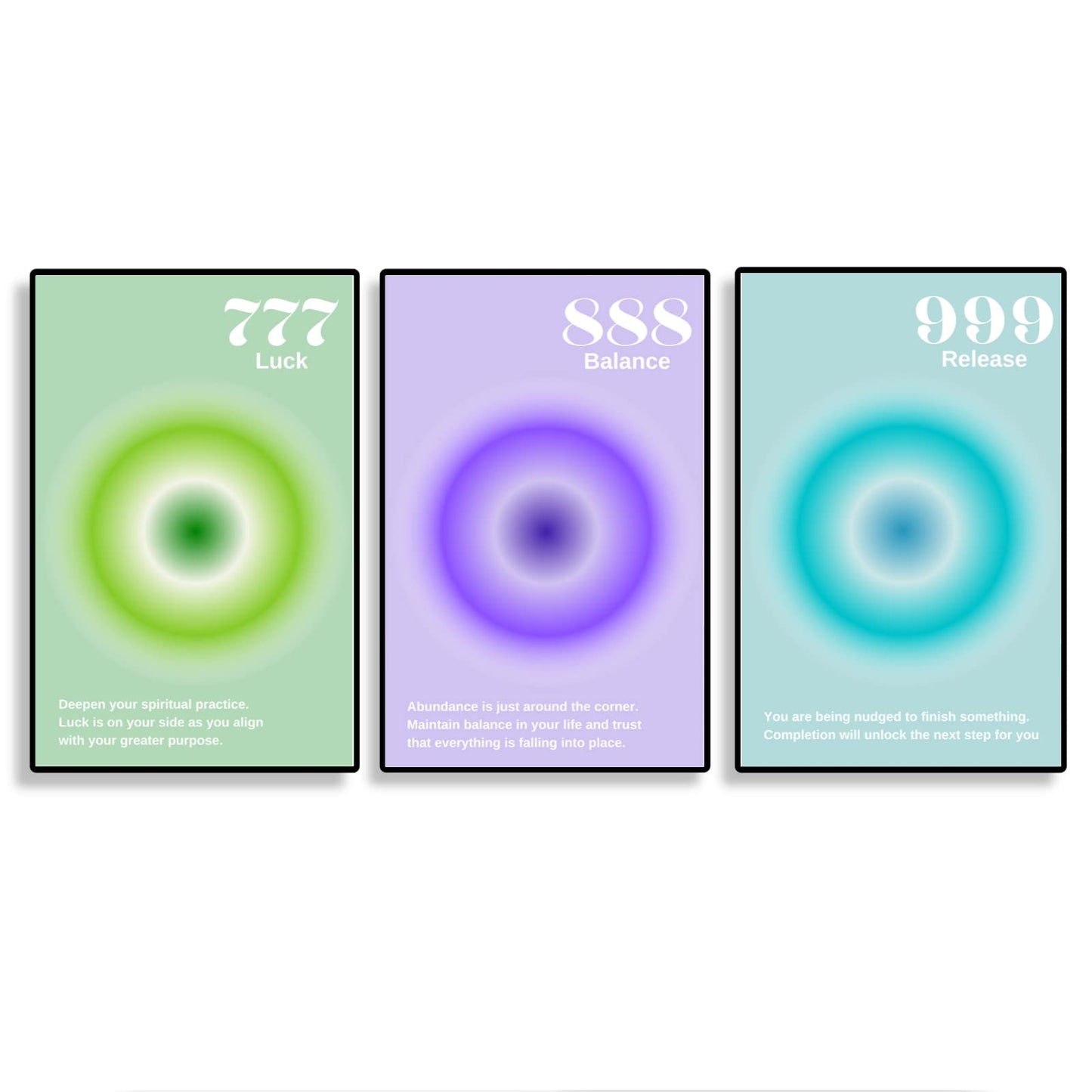 Gradient Aura Angel Numbers Poster Sets for Room Aesthetic Inspirational Quotes Wall Art Paintings Abstract Minimalist Room Wall Decor - 11x17in LAMINATED - No Frame (Angel Numbers 777, 888,999)