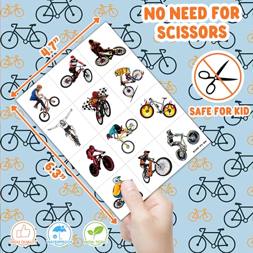 96 PCS Bike Temporary Tattoos for Kids Birthday Party Favors
