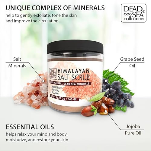 Dead Sea Collection Himalayan Salt Scrub ? Exfoliating Body Scrub for Women ? Moisturizing and Nourishing Skin ? with Pure Oils and Dead Sea Minerals (23.28 Oz)